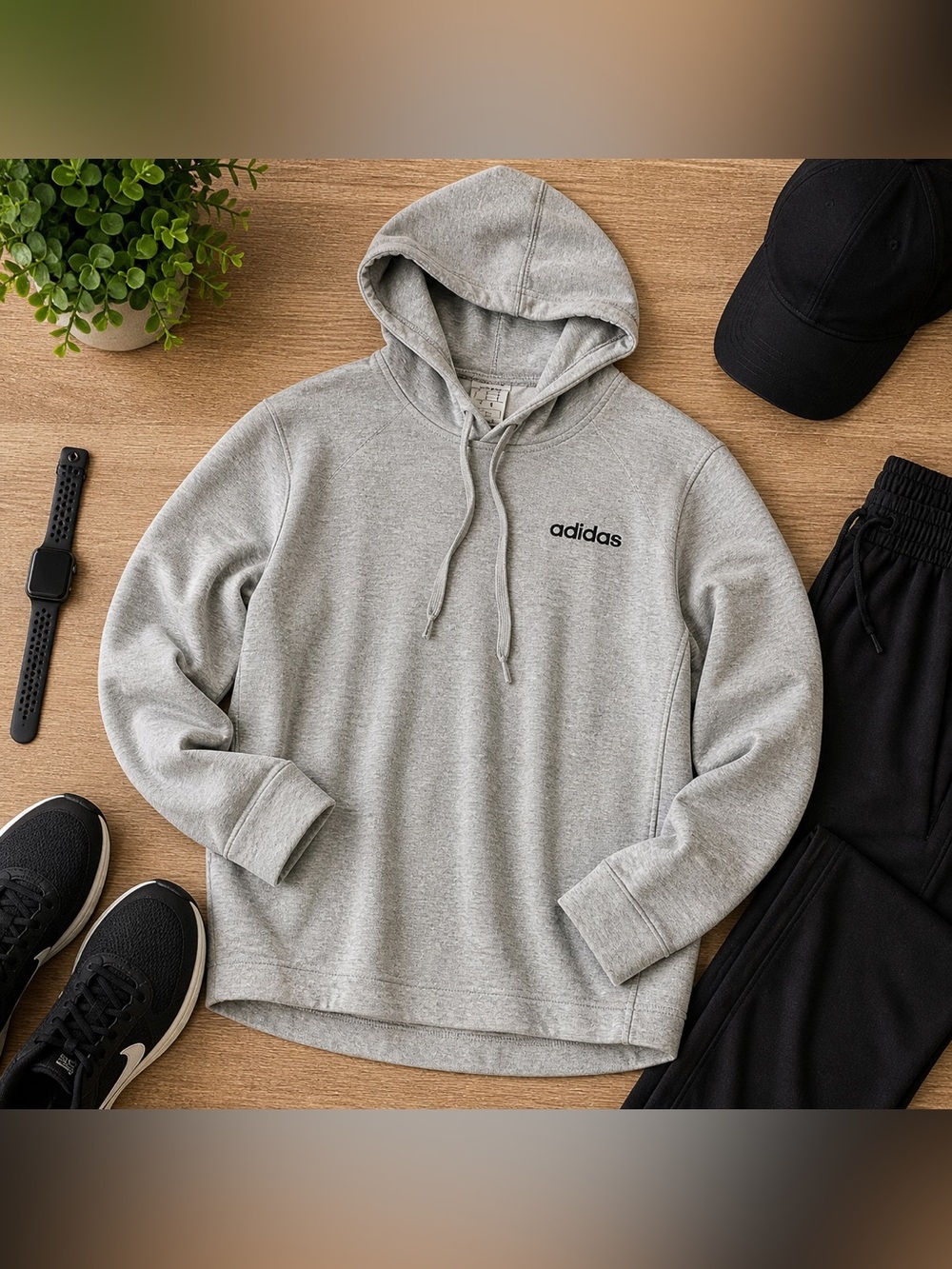 Adidas Gray Hoodie Shirt Size S